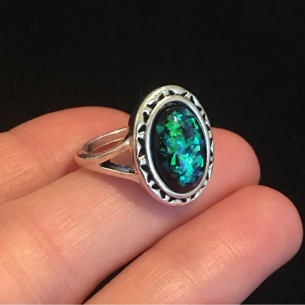 Mystical Green and Blue Sparkle Ring